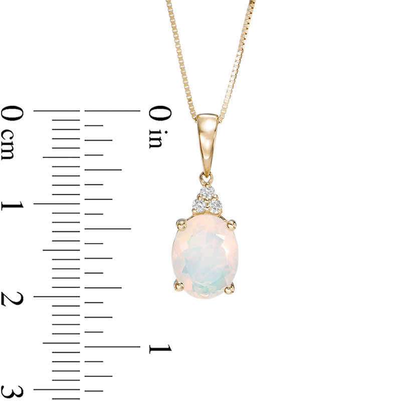 Oval Opal and Diamond Accent Pendant in 10K Gold