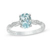 Thumbnail Image 1 of Oval Aquamarine and Diamond Accent Ring in 10K White Gold