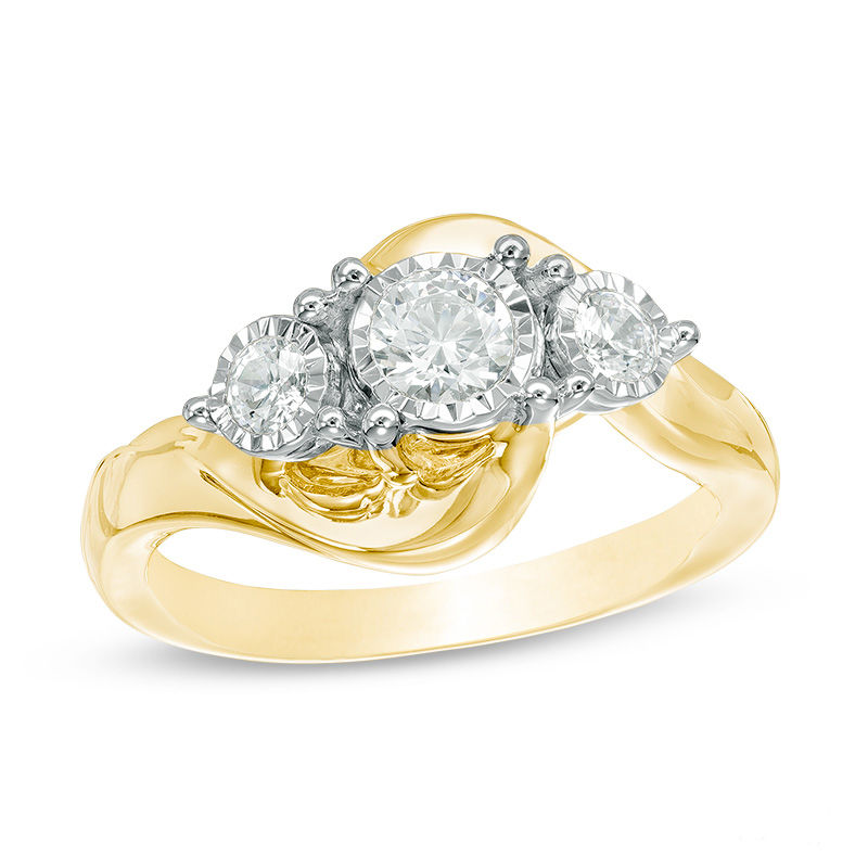 1/2 CT. T.W. Diamond Past Present Future® Engagement Ring in 10K Gold