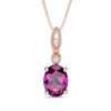 Thumbnail Image 1 of Oval Rhodolite Garnet and Diamond Accent Vintage-Style Pendant in 10K Rose Gold