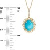Thumbnail Image 1 of Oval Turquoise and Diamond Accent Frame Pendant in 10K Gold