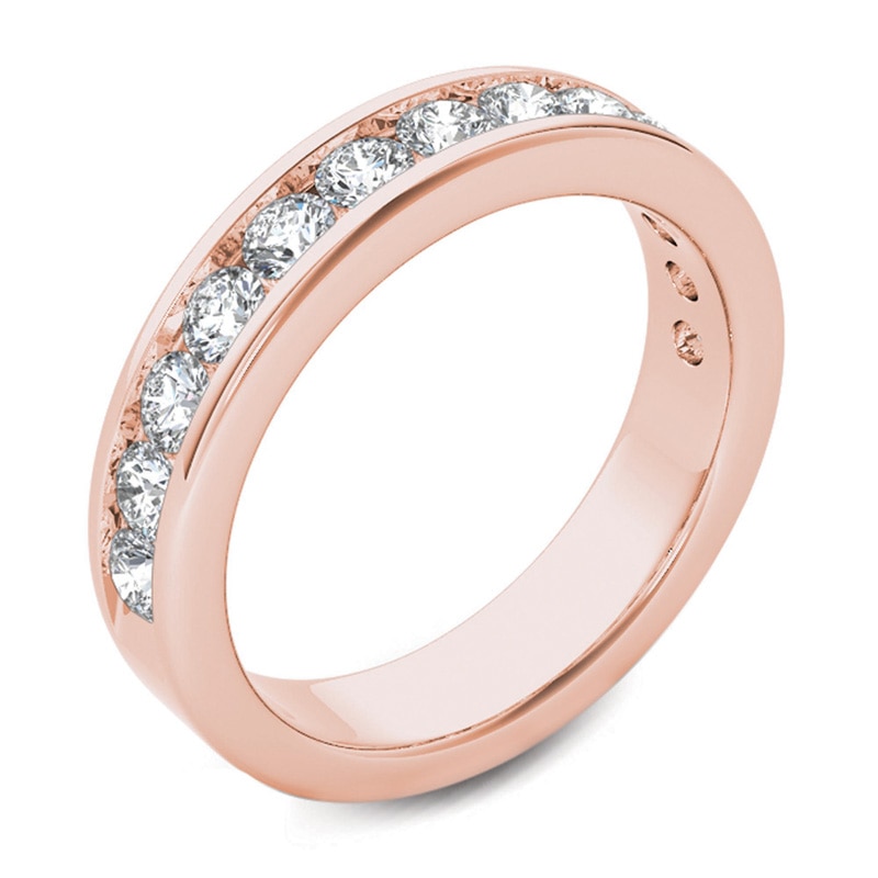 Main Image 2 of Men's 1/5 CT. T.W. Diamond Groove Wedding Band in 14K Rose Gold