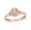 Thumbnail Image 1 of Oval Morganite and 1/10 CT. T.W. Diamond Frame Twist Shank Ring in 10K Rose Gold