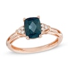 Thumbnail Image 1 of Cushion-Cut London Blue Topaz and Diamond Accent Tri-sides Ring in 10K Rose Gold