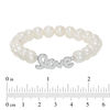 Thumbnail Image 2 of 8.0-9.0mm Freshwater Cultured Pearl and Crystal "Love" Stretch Bracelet in Sterling Silver-7.5"