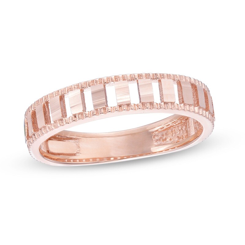 Main Image 1 of Diamond-Cut Bridge Stackable Band in 10K Rose Gold