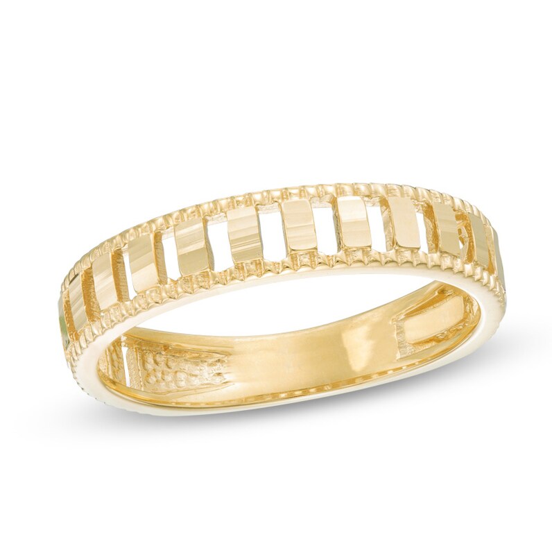 Main Image 1 of Diamond-Cut Bridge Stackable Band in 10K Gold