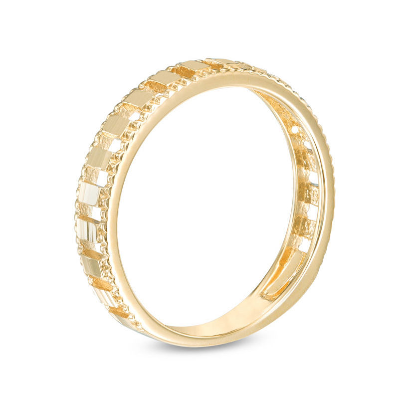 Diamond-Cut Bridge Stackable Band in 10K Gold