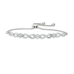 Diamond Accent Triple Infinity Bolo Bracelet in Sterling Silver - 9.5&quot;