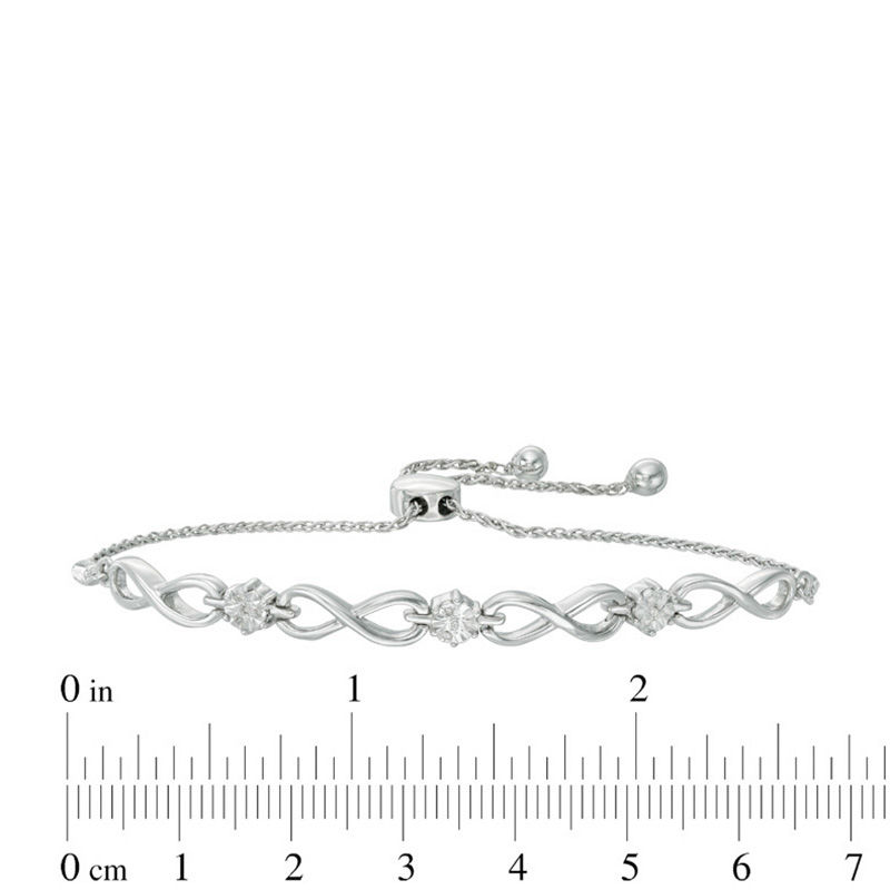 Diamond Accent Triple Infinity Bolo Bracelet in Sterling Silver - 9.5"