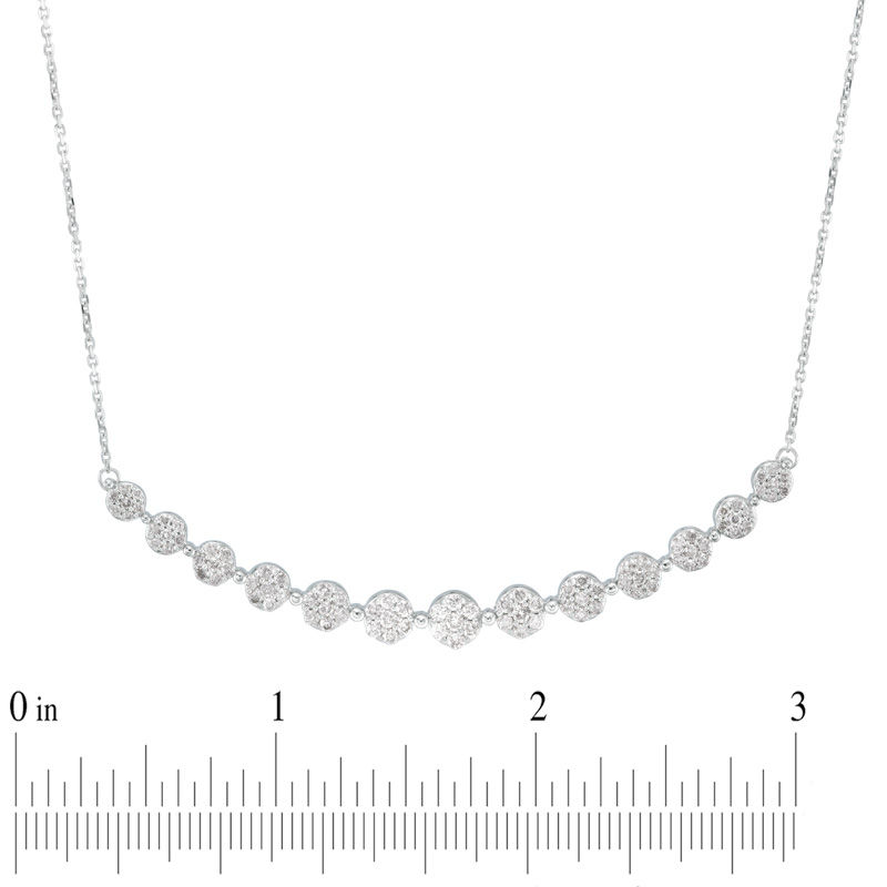 Main Image 2 of 1 CT. T.W. Multi-Diamond Flower Necklace in 10K White Gold