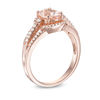 Thumbnail Image 2 of Oval Morganite and 1/5 CT. T.W. Diamond Split Shank Ring in 10K Rose Gold