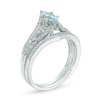 Thumbnail Image 1 of Marquise Aquamarine and 1/5 CT. T.W. Diamond Vintage-Style Bridal Set in 10K White Gold