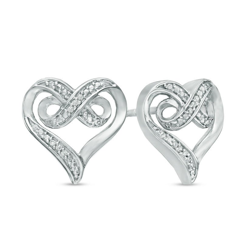 Main Image 1 of Diamond Accent Infinity Heart Stud Earrings in Sterling Silver