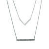 Thumbnail Image 0 of 1/10 CT. T.W. Enhanced Black and White Diamond Bar and Chevron Double Strand Necklace in Sterling Silver - 19"