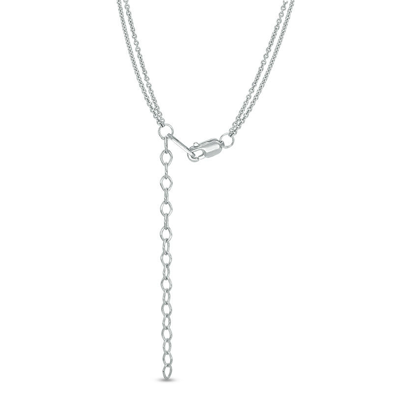 1/10 CT. T.W. Enhanced Black and White Diamond Bar and Chevron Double Strand Necklace in Sterling Silver - 19"