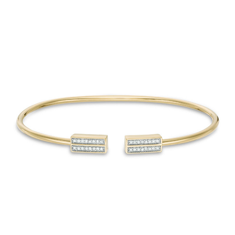 Main Image 1 of 1/6 CT. T.W. Diamond Double Row Flex Bangle in 10K Gold
