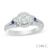 Thumbnail Image 1 of Vera Wang Love Collection 1-1/4 CT. T.W. Diamond and Blue Sapphire Frame Engagement Ring in 14K White Gold