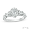 Thumbnail Image 0 of Vera Wang Love Collection 1-1/5 CT. T.W. Pear-Shaped Diamond Frame Engagement Ring in 14K White Gold