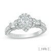 Thumbnail Image 0 of Vera Wang Love Collection 1-1/5 CT. T.W. Pear-Shaped Diamond Frame Engagement Ring in 14K White Gold