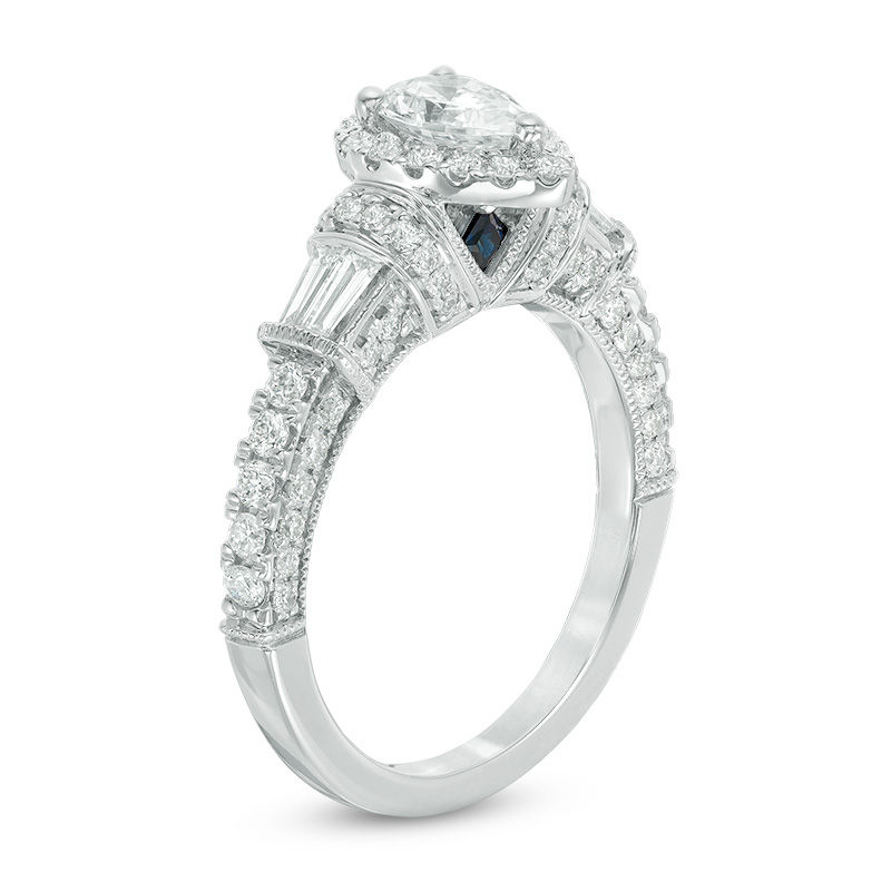 Vera Wang Love Collection 1-1/5 CT. T.W. Pear-Shaped Diamond Frame Engagement Ring in 14K White Gold