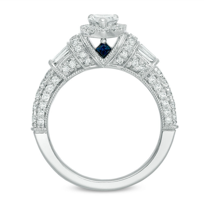 Vera Wang Love Collection 1-1/5 CT. T.W. Pear-Shaped Diamond Frame Engagement Ring in 14K White Gold