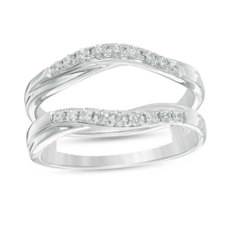Main Image 1 of 1/3 CT. T.W. Diamond Crossover Solitaire Enhancer in 14K White Gold