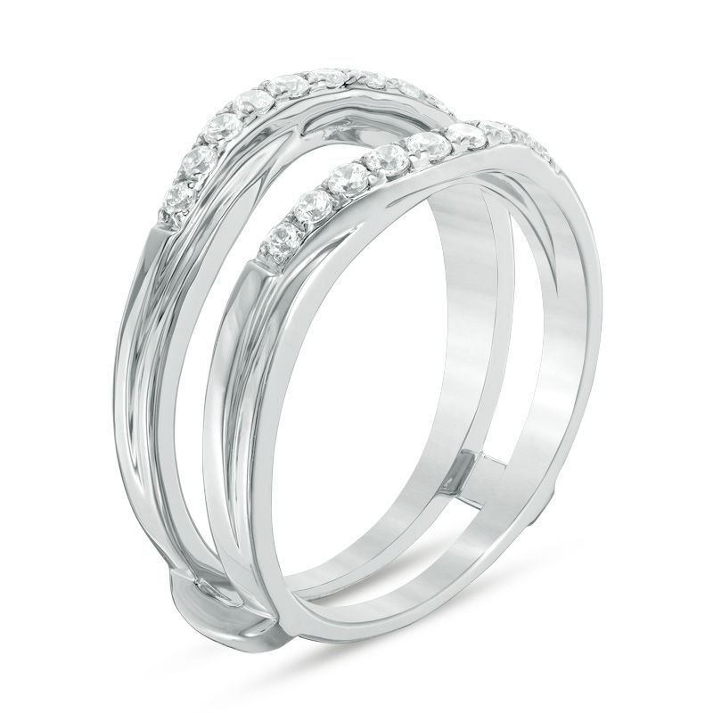 Main Image 2 of 1/3 CT. T.W. Diamond Crossover Solitaire Enhancer in 14K White Gold