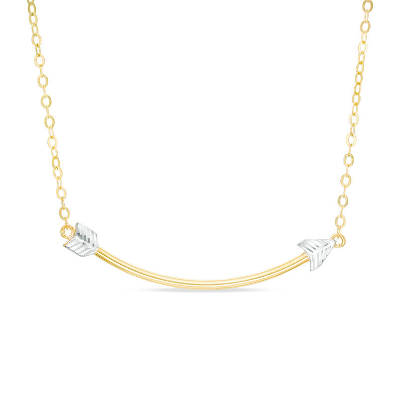 Main Image 1 of Curved Arrow Necklace in 10K Gold