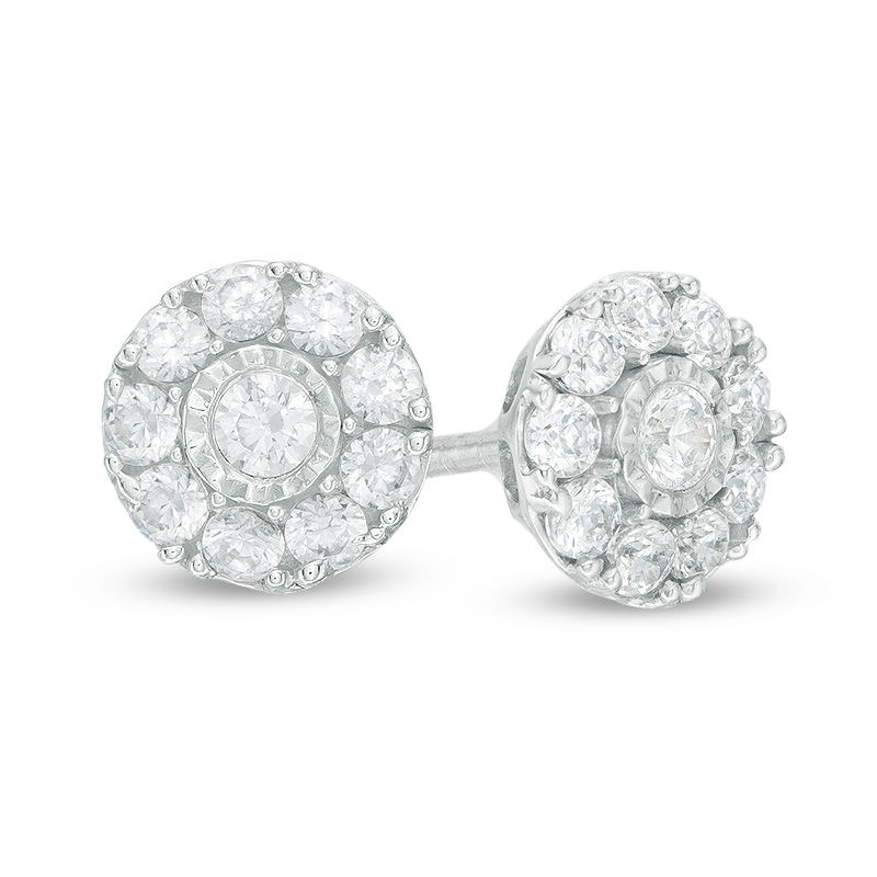Main Image 1 of 1/4 CT. T.W. Composite Diamond Stud Earrings in 10K White Gold