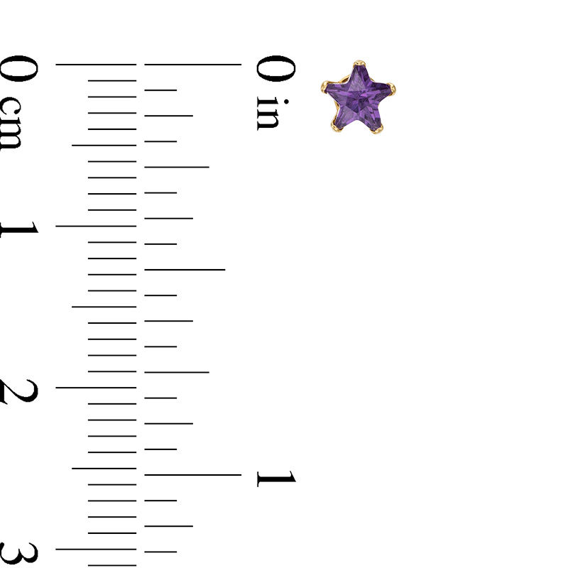 Main Image 2 of Child's 4.0mm Star-Shaped Purple Cubic Zirconia Stud Earrings in 14K Gold