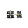 6.0mm Princess-Cut Black Striped Cubic Zirconia Stud Earrings in 14K Gold