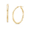 Thumbnail Image 0 of 25.0 x 2.0mm Diamond-Cut Tube Hoop Earrings in 14K Gold