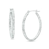 Thumbnail Image 1 of 2.0mm Diamond-Cut Tube Oval Hoop Earrings in 14K White Gold