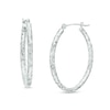 Thumbnail Image 0 of 25.0 x 2.0mm Diamond-Cut Tube Oval Hoop Earrings in 14K White Gold