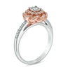 Thumbnail Image 2 of 1/2 CT. T.W. Diamond Flower Frame Engagement Ring in 10K Two-Tone Gold
