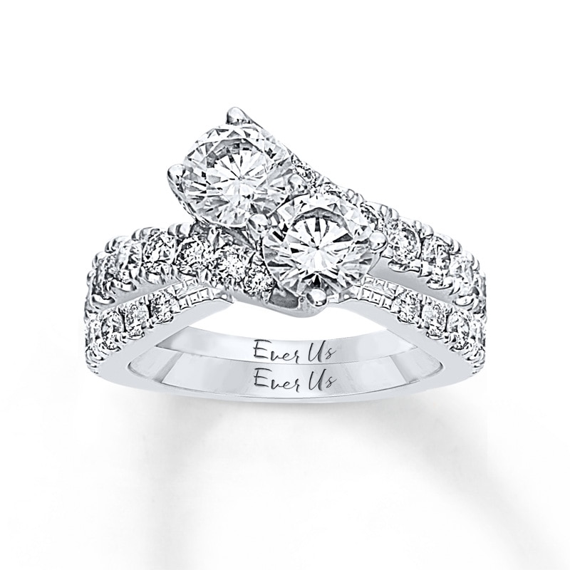 Main Image 3 of Ever Us® 3 CT. T.W. Two-Stone Diamond Bypass Ring in 14K White Gold