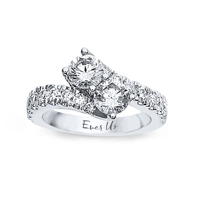 Ever Us® 2-1/2 CT. T.W. Two-Stone Diamond Bypass Ring in 14K White Gold