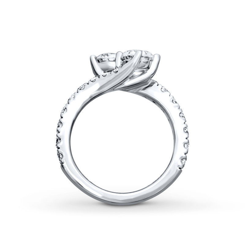 Main Image 2 of Ever Us® 2-1/2 CT. T.W. Two-Stone Diamond Bypass Ring in 14K White Gold