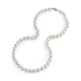 8.0 - 8.5mm Cultured Akoya Pearl Strand Necklace with 14K White Gold Clasp