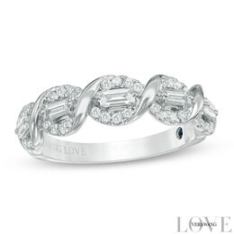 Vera Wang Love Collection 1/2 CT. T.W. Diamond Twist Wedding Band in 14K White Gold