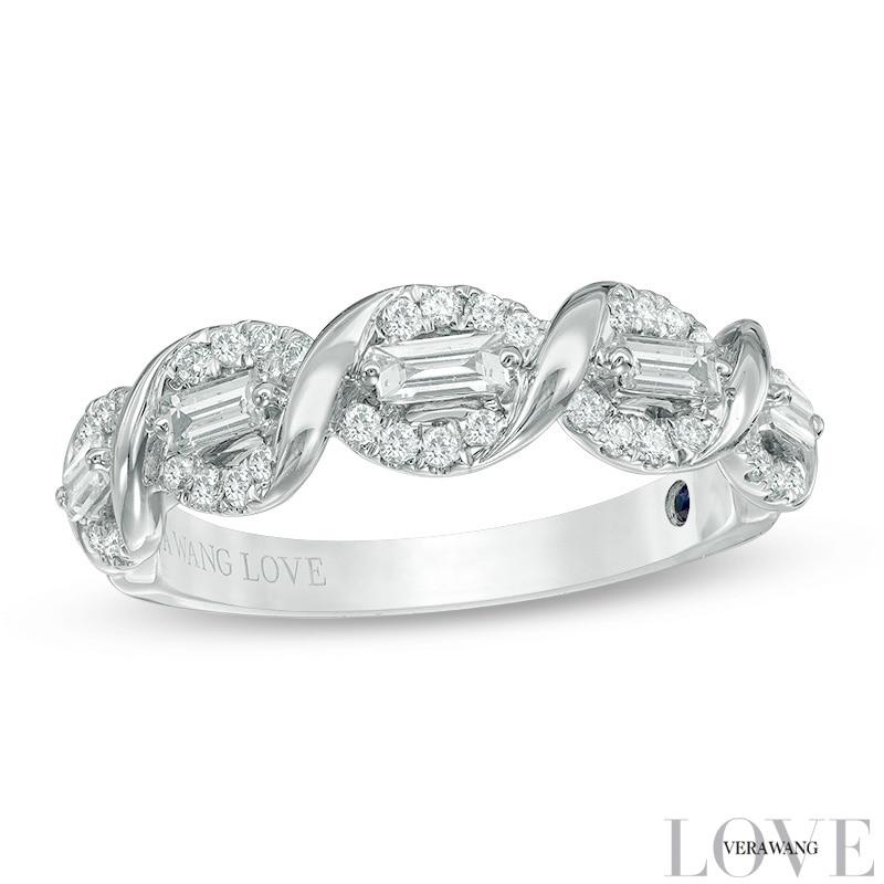 Main Image 1 of Vera Wang Love Collection 1/2 CT. T.W. Diamond Twist Wedding Band in 14K White Gold