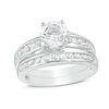 Thumbnail Image 0 of 7.0mm Lab-Created White Sapphire Bridal Set in Sterling Silver