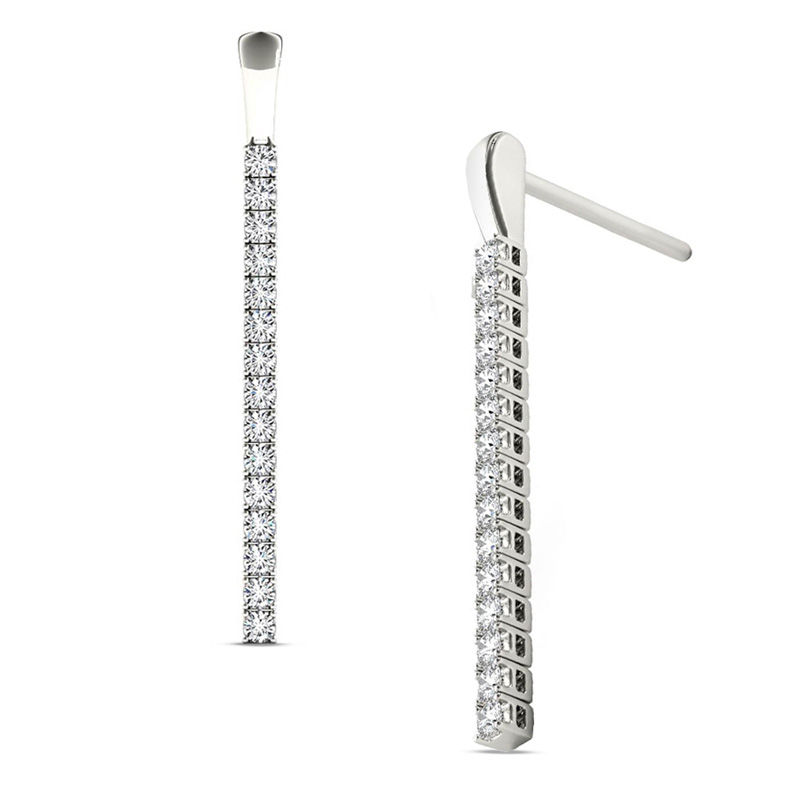Line of Love™ 3/4 CT. T.W. Diamond Drop Earrings in 10K White Gold