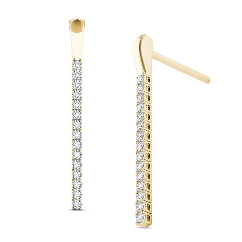Main Image 1 of Line of Love™ 1/2 CT. T.W. Diamond Drop Earrings in 10K Gold