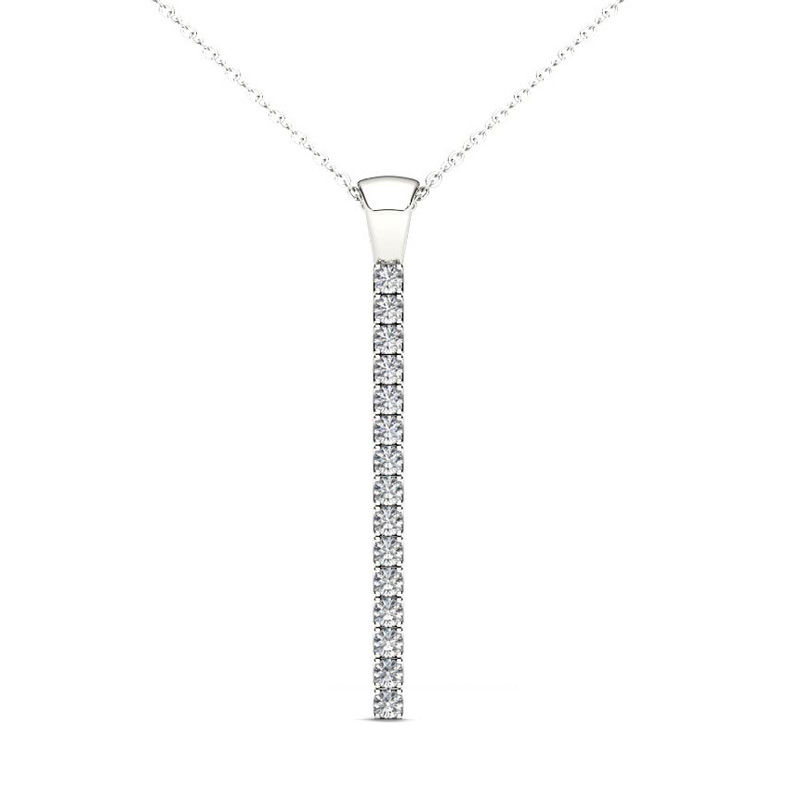 Main Image 1 of Line of Love™ 1/2 CT. T.W. Diamond Pendant in 10K White Gold
