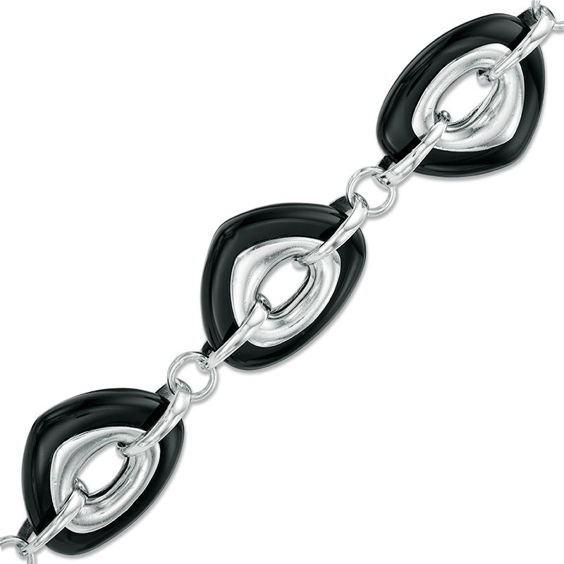 Main Image 1 of Onyx Bracelet in Sterling Silver - 9.5"