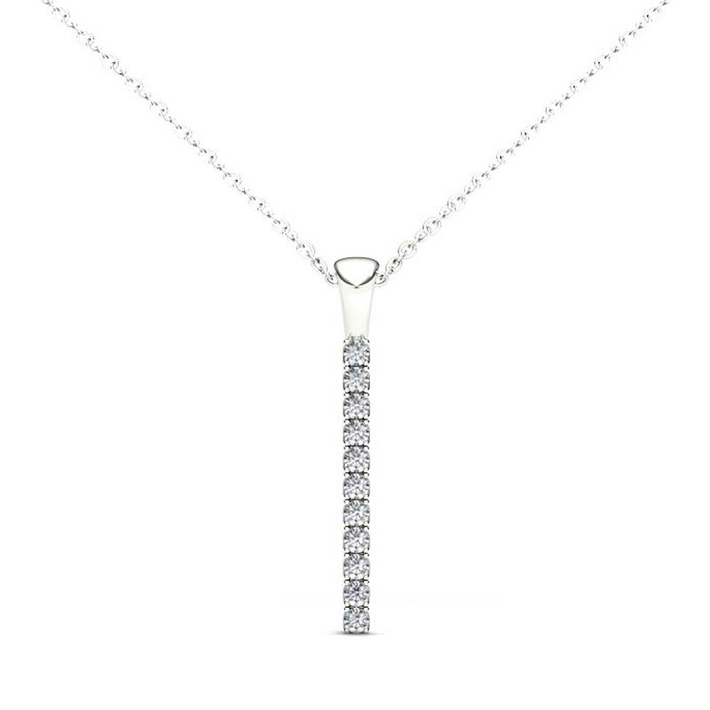 Main Image 1 of Line of Love™ 1/6 CT. T.W. Diamond Pendant in 10K White Gold