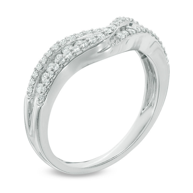 Main Image 2 of 3/8 CT. T.W. Diamond Crossover Contour Band in 14K White Gold