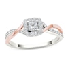 Thumbnail Image 1 of 1/2 CT. T.W. Princess-Cut Diamond Square Frame Twist Engagement Ring in 14K Two-Tone Gold
